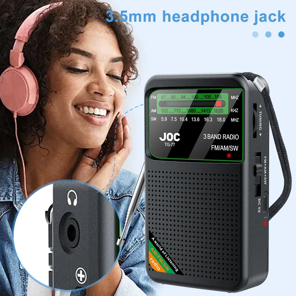 Battery-Operated Pocket Radio with AM/FM/SW Full Band Reception-4