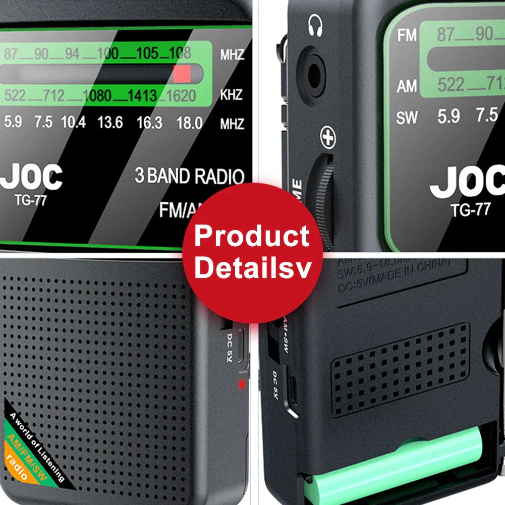 Battery-Operated Pocket Radio with AM/FM/SW Full Band Reception-2